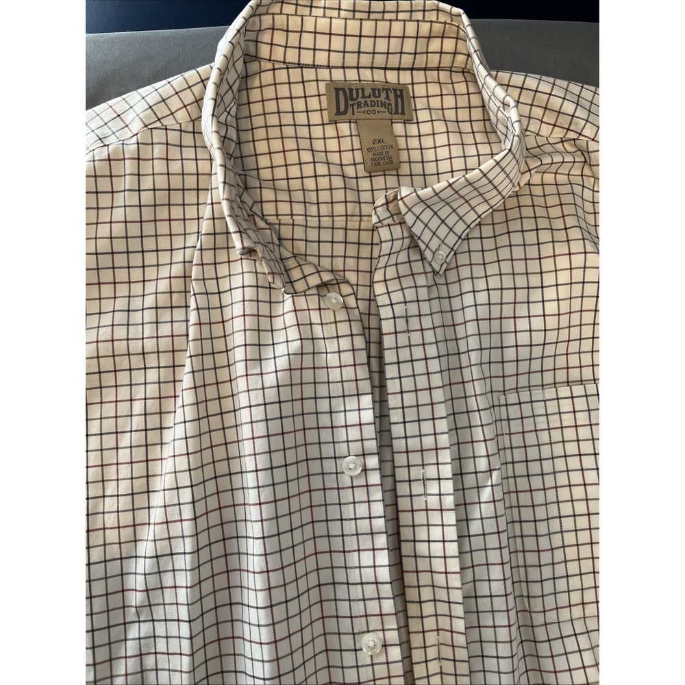 Duluth Trading 2XL Short Sleeve Checked Pattern 100% Cotton